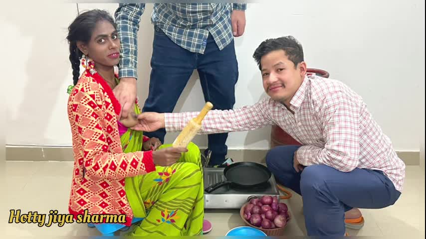 first time sex with bhabhi in kitchen with two devers threesome sex p1080