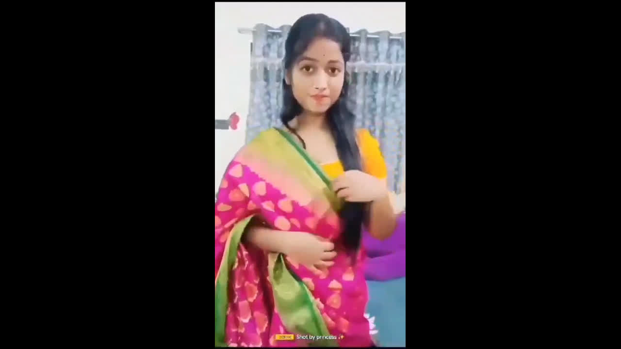 Beautiful girl stripping sari and rubbing her pussy