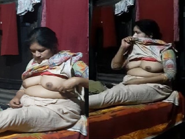 MILF showing naked boobs to lover in FSI sex