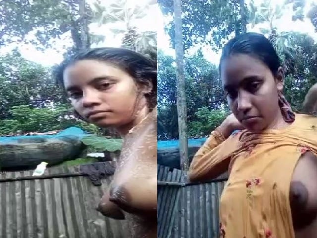 Sharp boobs village girl viral nude bath clip