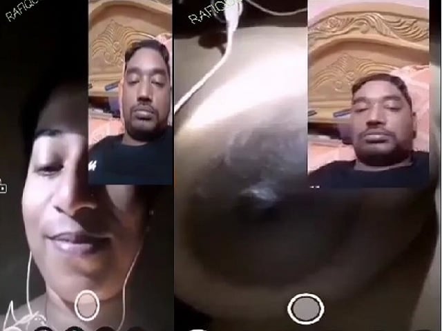 Close boob show of sexy girlfriend on video call