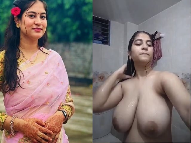 Huge boobs aunty wet nude bath viral video