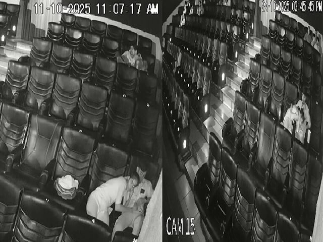 Blowjob in cinema theatre by horny girlfriend