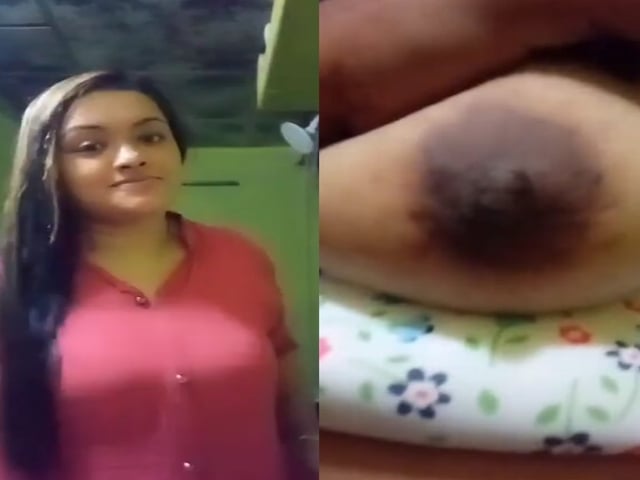 Cute girl opens bra to show sexy boobs to lover